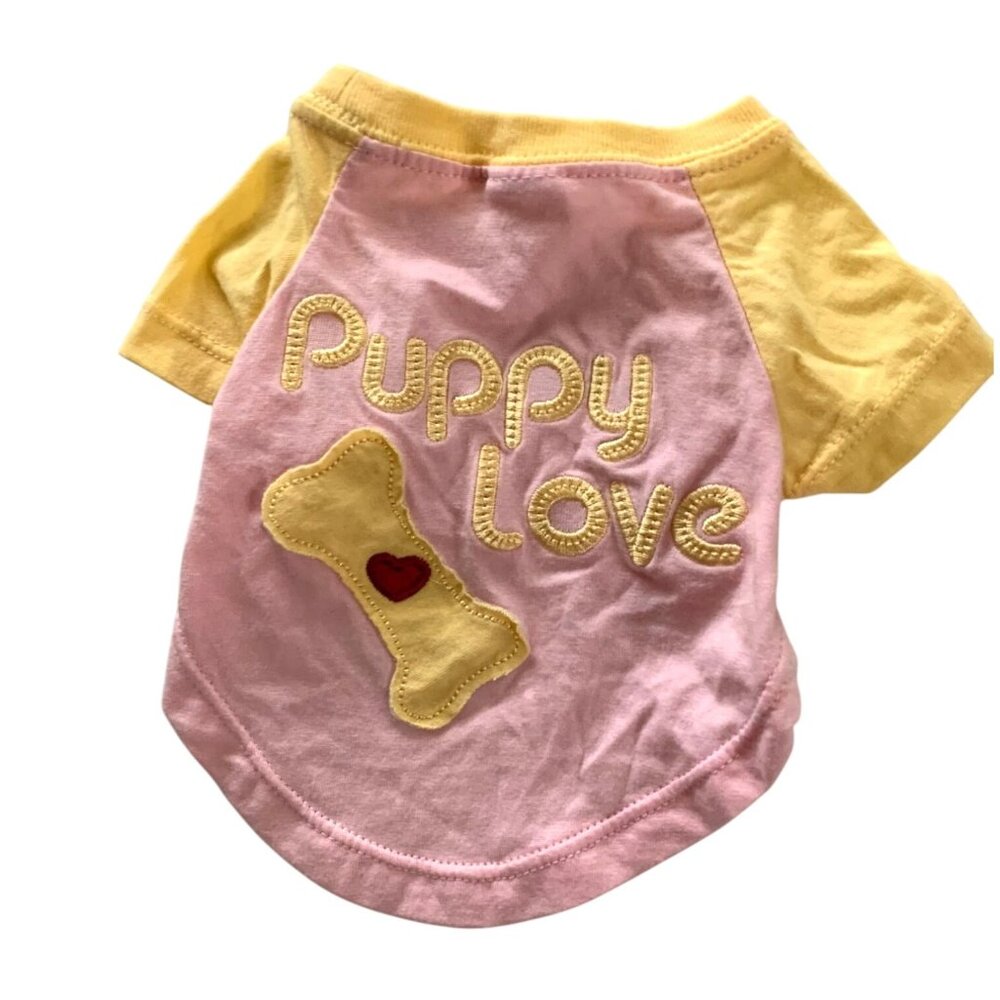 Target Boots and Barkley XS Short Sleeve Dog Tee Tshirt Pink Yellow Puppy Love